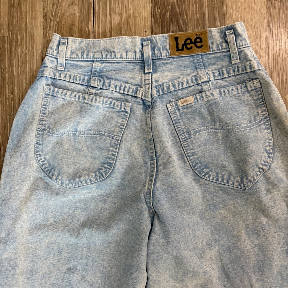 Vintage 80s Lee High Waisted Mom Jeans 12 (26x30)‎ Acid Wash Pleated Tapered USA - Picture 4 of 11